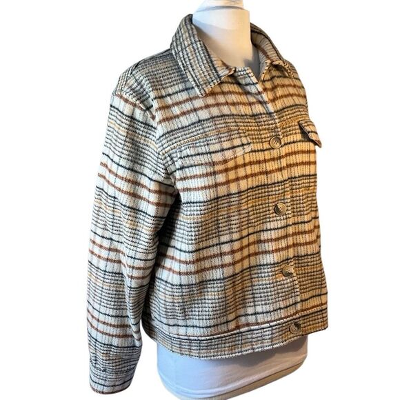 Joie Brushed Boxy Plaid Jacket, Shacket. Large. Cropped. Autumn Festival - Picture 5 of 16